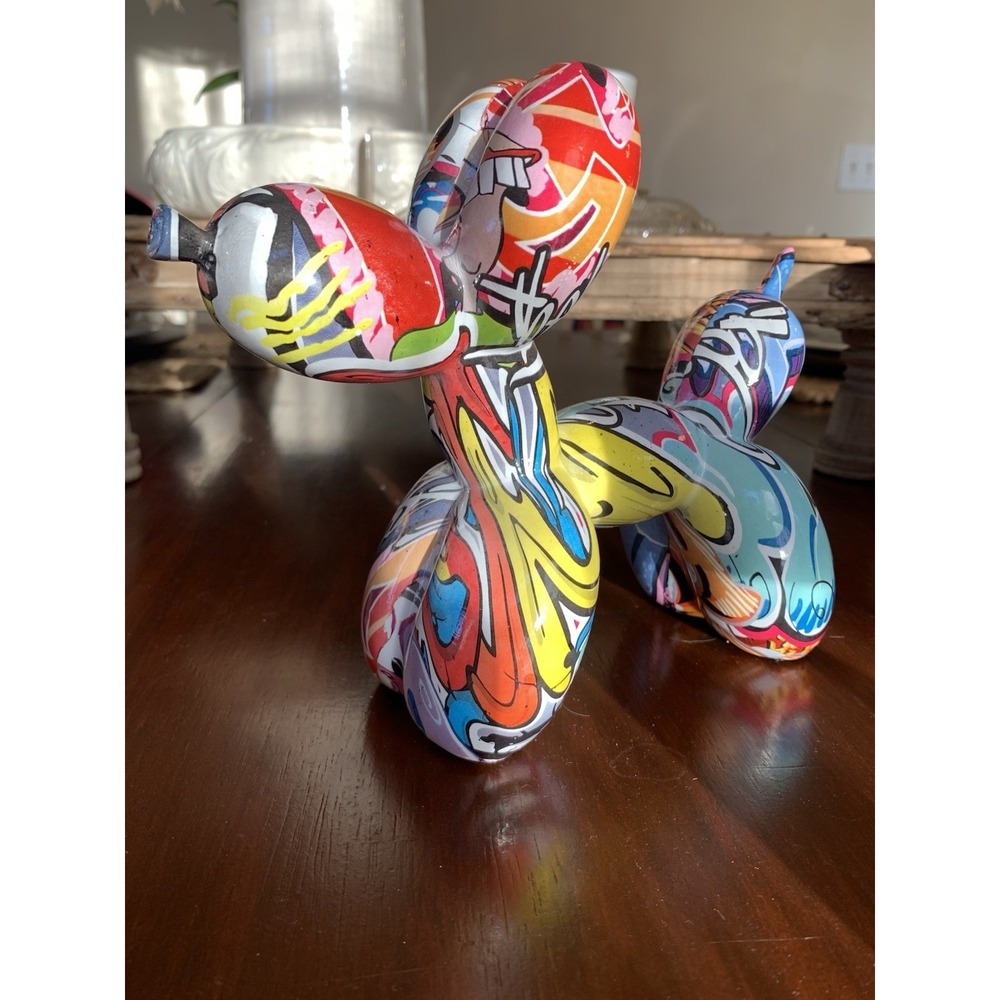 Graffiti Balloon Dog Statue - Modern Pop Art Sculpture, Multicolor Home‎ Deco